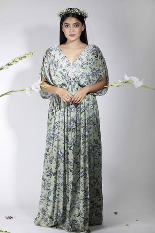 SutrabySweta Floral Print Kaftan Style Dress