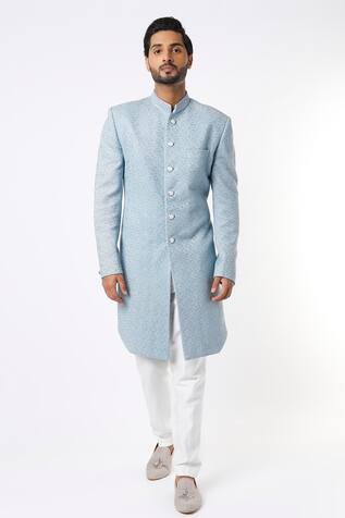 Nero by Shaifali and Satya Lucknowi Nawabi Sherwani Set
