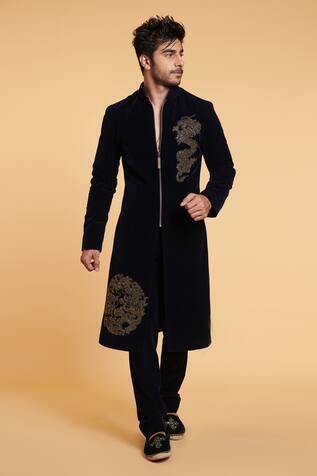 Siddartha Tytler Embroidered Velvet Sherwani Set