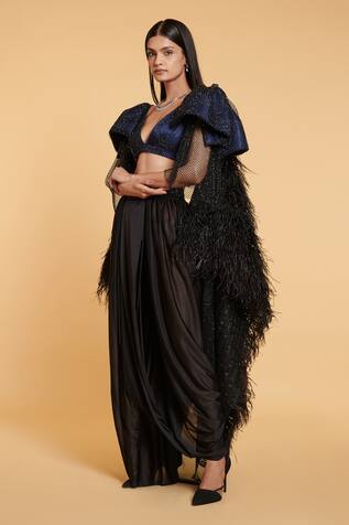 Siddartha Tytler Draped Dhoti Skirt Saree With Blouse