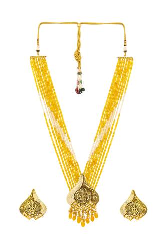 Hrisha Jewels  Kundan Polki Long Pendant Necklace Set
