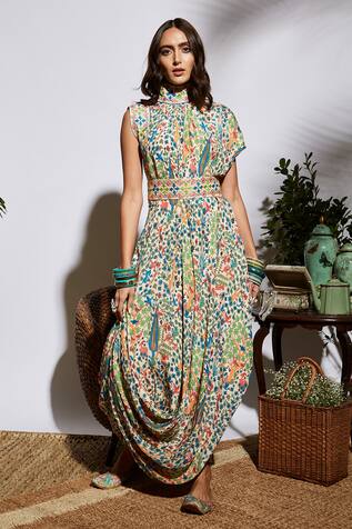SVA by Sonam & Paras Modi Silk Floral Dress