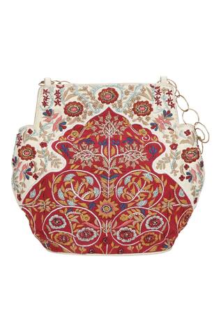 The Leather Garden Sweet Pea Embroidered Potli Bag