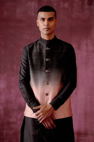 Tabeer Handwoven Ombre Dyed Raw Silk Bundi