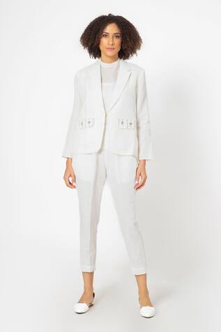 House of THL Celine Linen Jacket With Pant Set