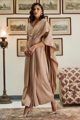 Twinkle Hanspal Embroidered Silk Saree Gown
