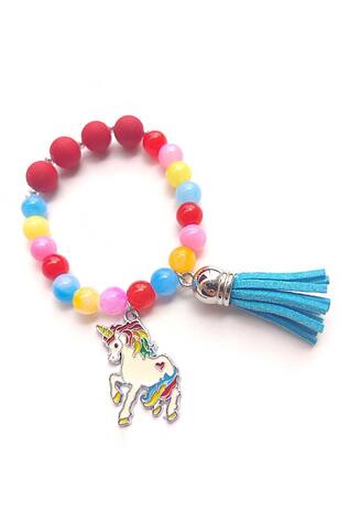 The Peach Street Unicorn Pendant Tassel Bracelet