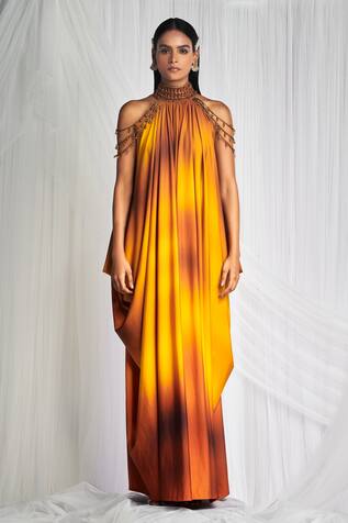 Mala and Kinnary High-Neck Gown