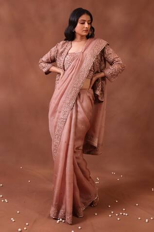 Saree with jacket blouse online Outlet