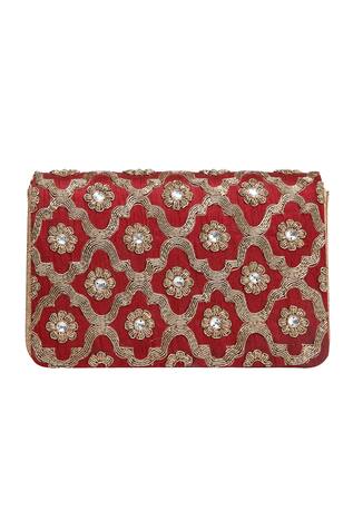 The Purple Sack Embroidered Flap Clutch With Sling