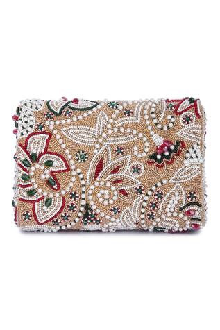 The Purple Sack Embroidered Flap Clutch