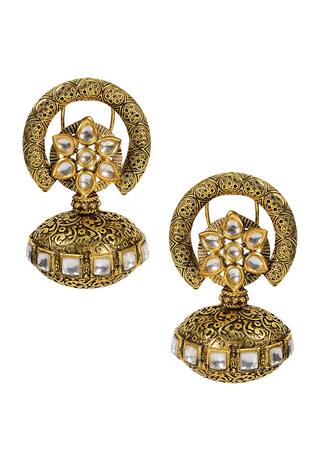 Tizora Antique Kundan Dangler Earrings
