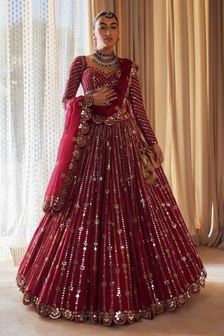 Vvani by Vani Vats Floral Mirror Embroidered Lehenga Set