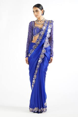 Vvani by Vani Vats Scalloped Embroidered Saree With Blouse