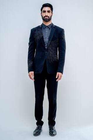 Varun Chakkilam Metallic Embroidered Jacket & Pant Set