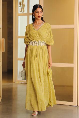 Vidushi Gupta Draped Sleeve Kaftan Dress