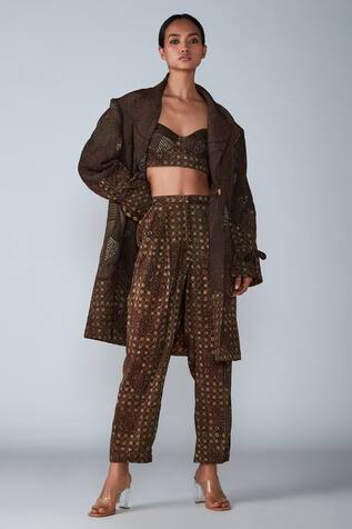 Saaksha & Kinni Abstract Grid Print Trouser