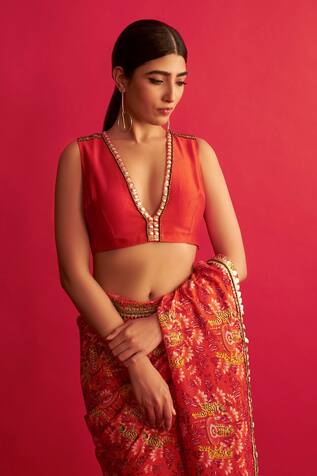 Saksham Neharicka Handwoven Chanderi Saree Blouse