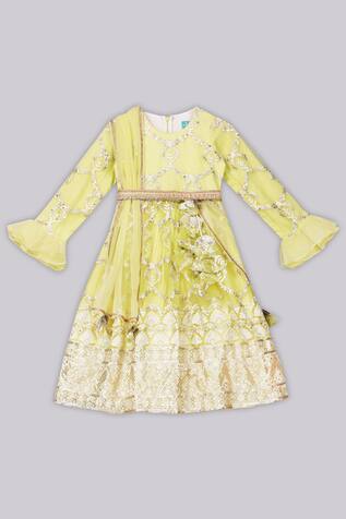 Free Sparrow Embroidered Anarkali with Attached Dupatta