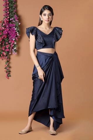 Mehak Murpana Embroidered Top & Dhoti Skirt Set