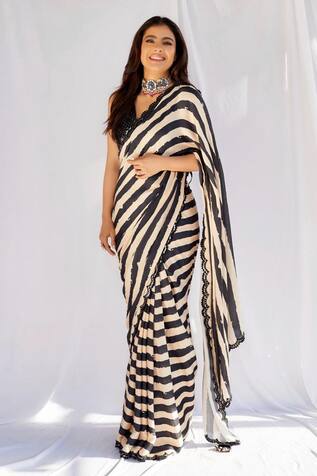 Punit Balana Striped Saree with Blouse