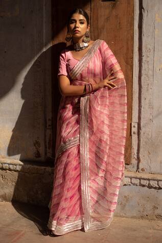 Ruar India Silk Organza Gota Saree With Blouse