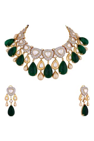 Anayah Jewellery Kundan Bead Drop Choker Set
