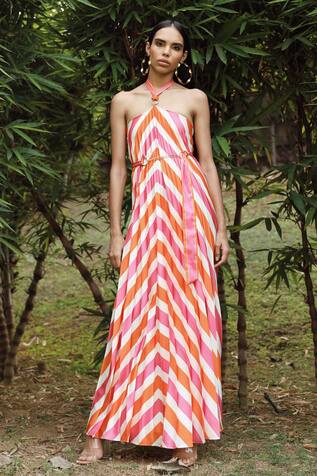 Zwaan Striped Halter-Neck Dress