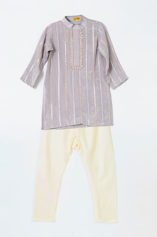 Shruti Jalan Striped Gota Embroidered Kurta Set 