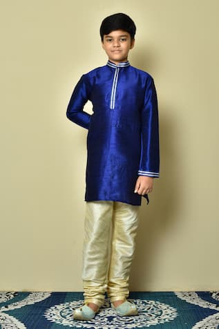 Embroidered Collar Kurta & Churidar Set 