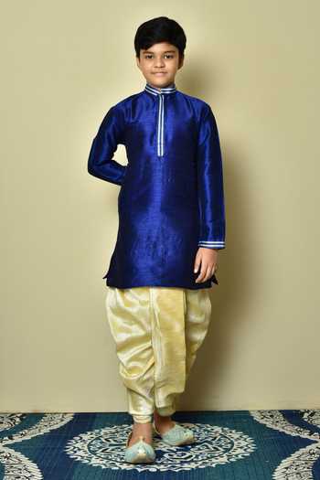 Petite Pomme Embroidered Collar Kurta & Dhoti Pant Set 