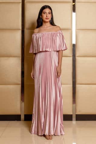 Satin Pleated Gown For Kids