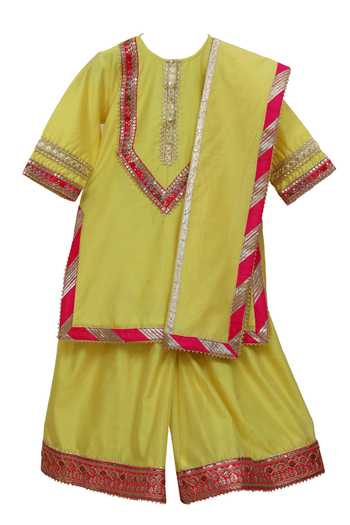 MINIME ORGANICS Embellished Neckline Kurta Sharara Set 