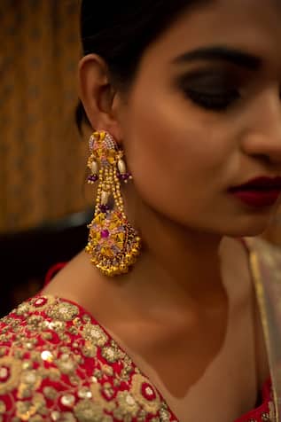 Hand Embroidered Long Earrings 
