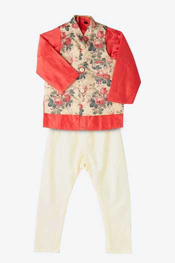 Shruti Jalan Floral Print Bundi & Kurta Set 