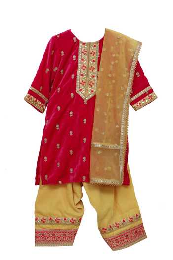 MINIME ORGANICS Floral Embellished Kurta Salwar Set 