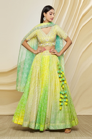 Prisha Chanderi Printed Lehenga Set