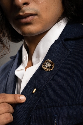 Cosa Nostraa Floral Marvel Carved Lapel Pin