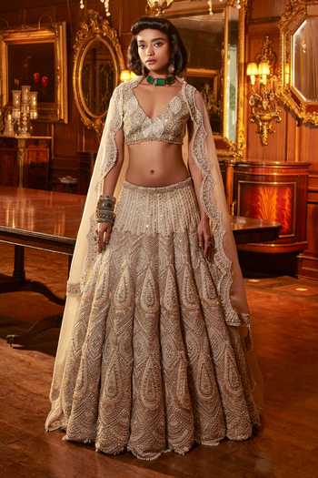 Ridhima Bhasin Ihata Organza Hand Embroidered Bridal Lehenga Set 