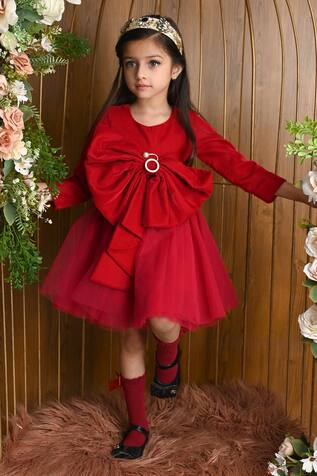 Hoity Moppet Velvet Side Bow Dress 