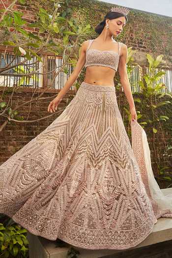 Cherie D Empress Pearl Embroidered Bridal Lehenga Set 