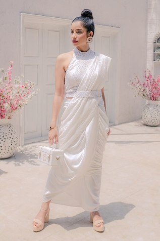 Monk & Mei Karishma Pre-Stitched & Pre-Draped Dhoti Saree Set
