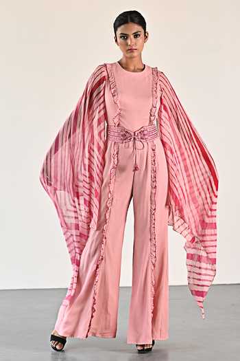 K-Anshika Leheriya Pattern Cape Sleeve Jumpsuit 