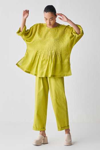 Three Pintuck Polka Top & Pant Set 