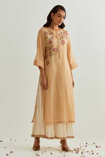 Prama By Pratima Pandey Chanderi Dress With Inner 