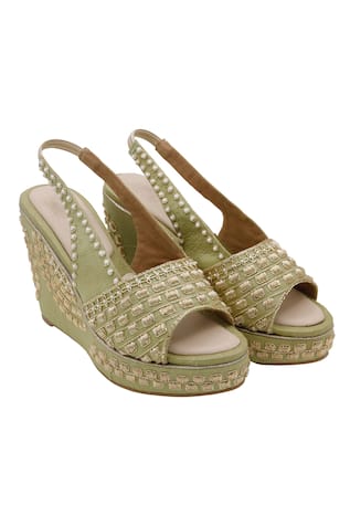 Veruschka by Payal Kothari Ektara Zardozi Embroidered Wedges 