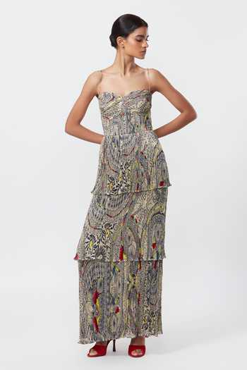 Saaksha & Kinni Abstract Print Three Tier Dress 