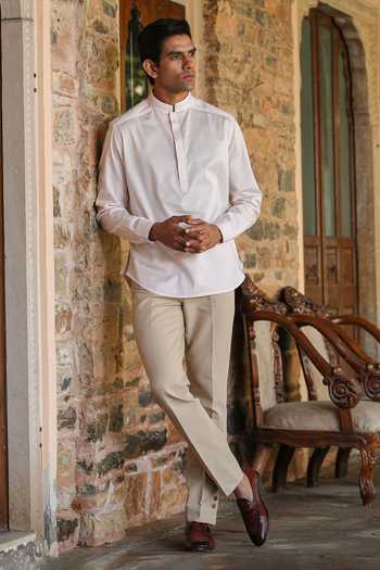 Raw & Rustic By Niti Bothra Beige Solid Handcrafted Jeans 