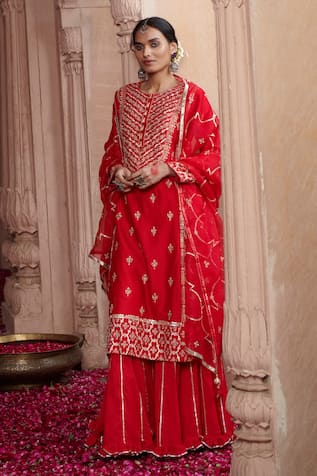 Pink City by Sarika Saarang Gota Patti Embellished Kurta Sharara Set 