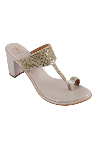 PREET KAUR Sheesha Embroidered Kolhapuri Block Heels 